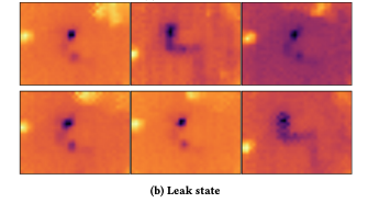 Thermal-camera frames of a hydrogen test rig in the leak state